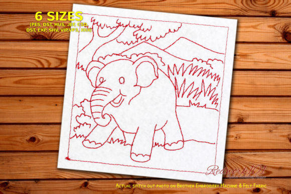 Baby Elephant in Jungle Redwork: A Pro Review