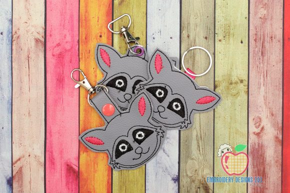 Image of Raccoon Face in the Hoop Keyfob
