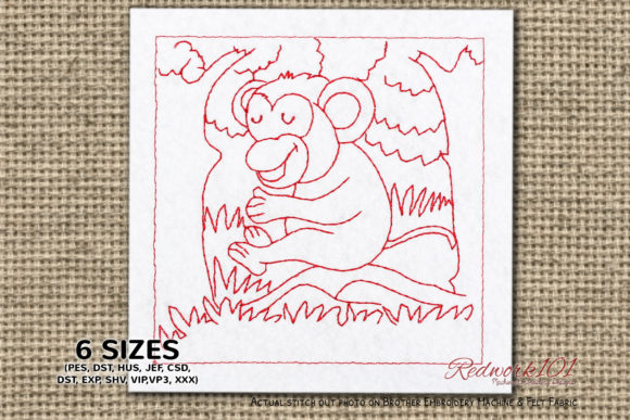 Monkey Sitting on Tree Branch Redwork: A Seasonal Review